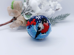 Елочная Игрушка, Шарики на Елку из Бисера, Ручная работа, Зимняя вьюга
