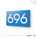 Номер на дверь 696, табличка на дверь для офиса, квартиры, кабинета, аудитории, склада, голубая 120х70 мм, Айдентика Технолоджи