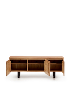 Тумба под телевизор Uxue с 3 дверцами из массива акации с беленой отделкой 150 x 58 см