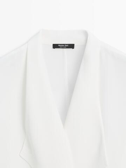 Massimo Dutti Жилет из крепа, желтовато-белый