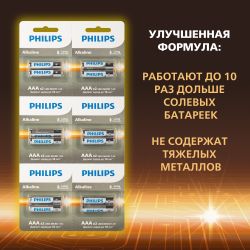 Батарейки Philips LR03A12S/51 ААА алкалиновые 1,5v 2х6 шт. LR03-2BL Entry (12/96/288/19584)