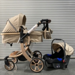 Коляска-трансформер Sweet Kids 608 3в1 Хаки текстиль на золотой раме