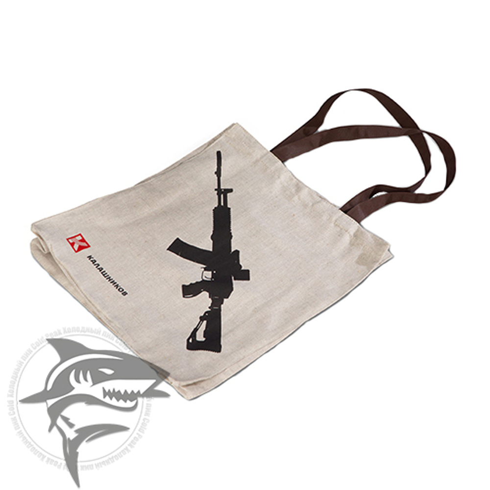 Сумка льняная с силуэтом автомата и фирменным логотипом “Калашников”