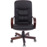 Кресло руководителя Бюрократ T-9908/WALNUT черный кожа крестовина металл
