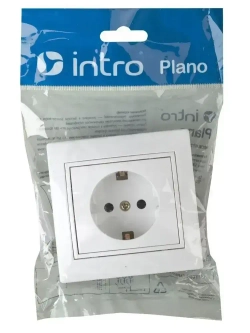 Розетка Intro Plano 1-202-01 с заземлением 2P+E Schuko 16А-250В IP20 скрытой установки белая