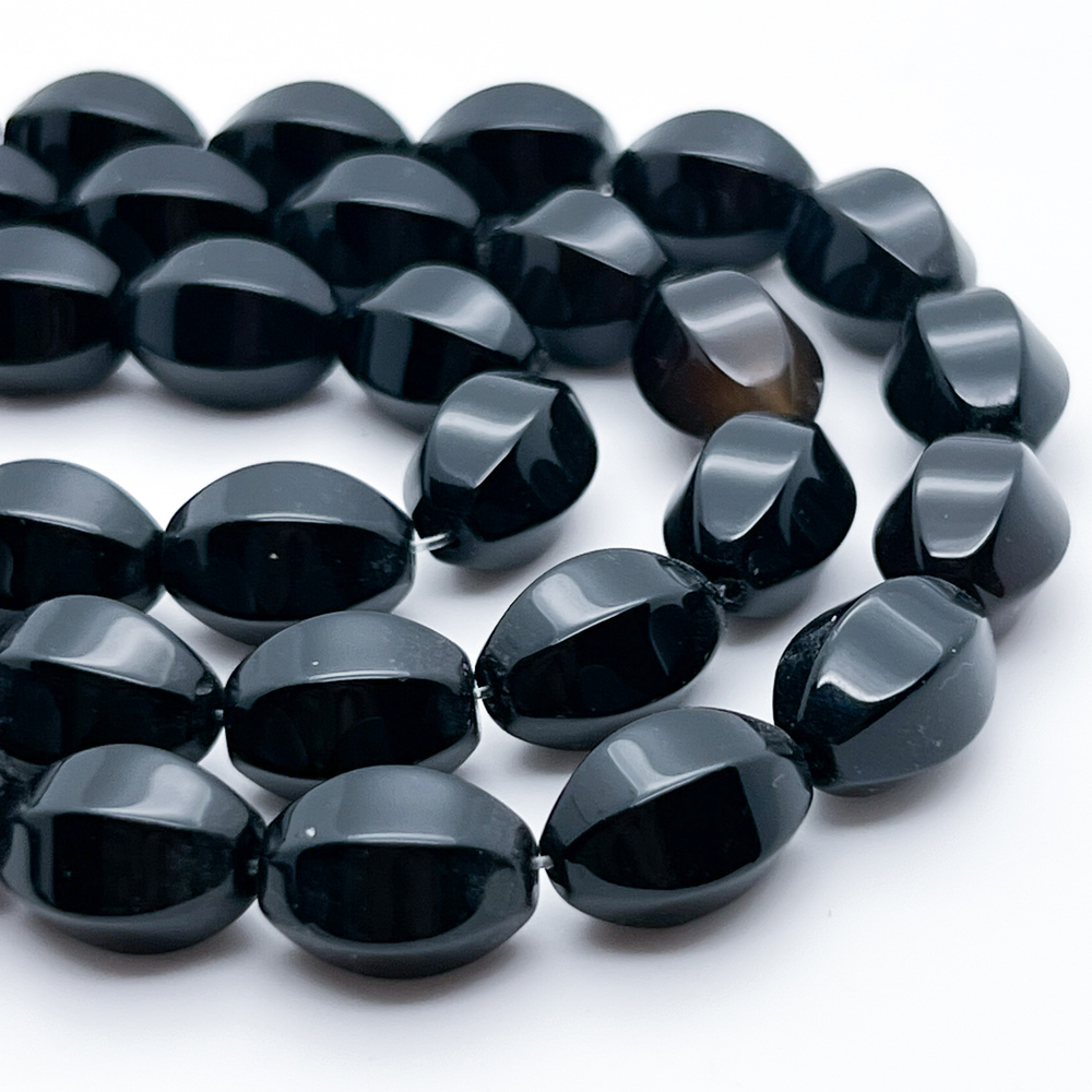 Агат черный бусины (тонированный), размер около 14*11 мм, цена за набор 6 шт