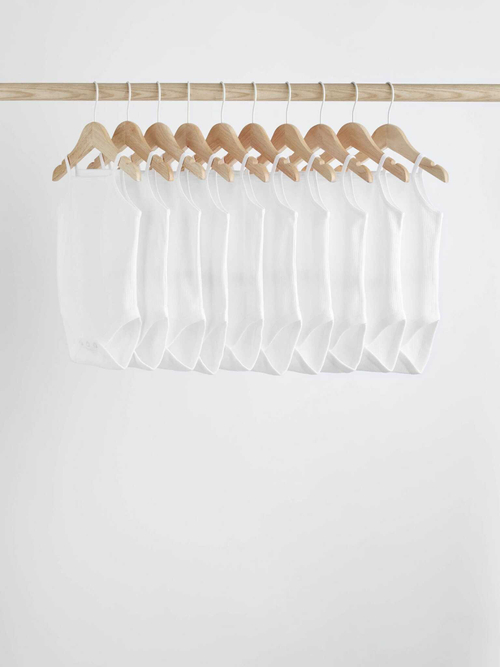 Боди без рукавов для малышей Next N33-587, 10 шт., Белый