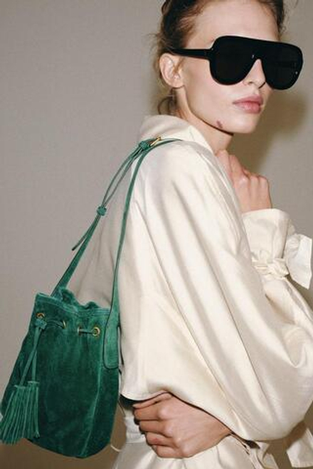 ZARA МИНИ-СУМКА ИЗ СЖАТОЙ КОЖИ, ЗЕЛЕНЫЙ