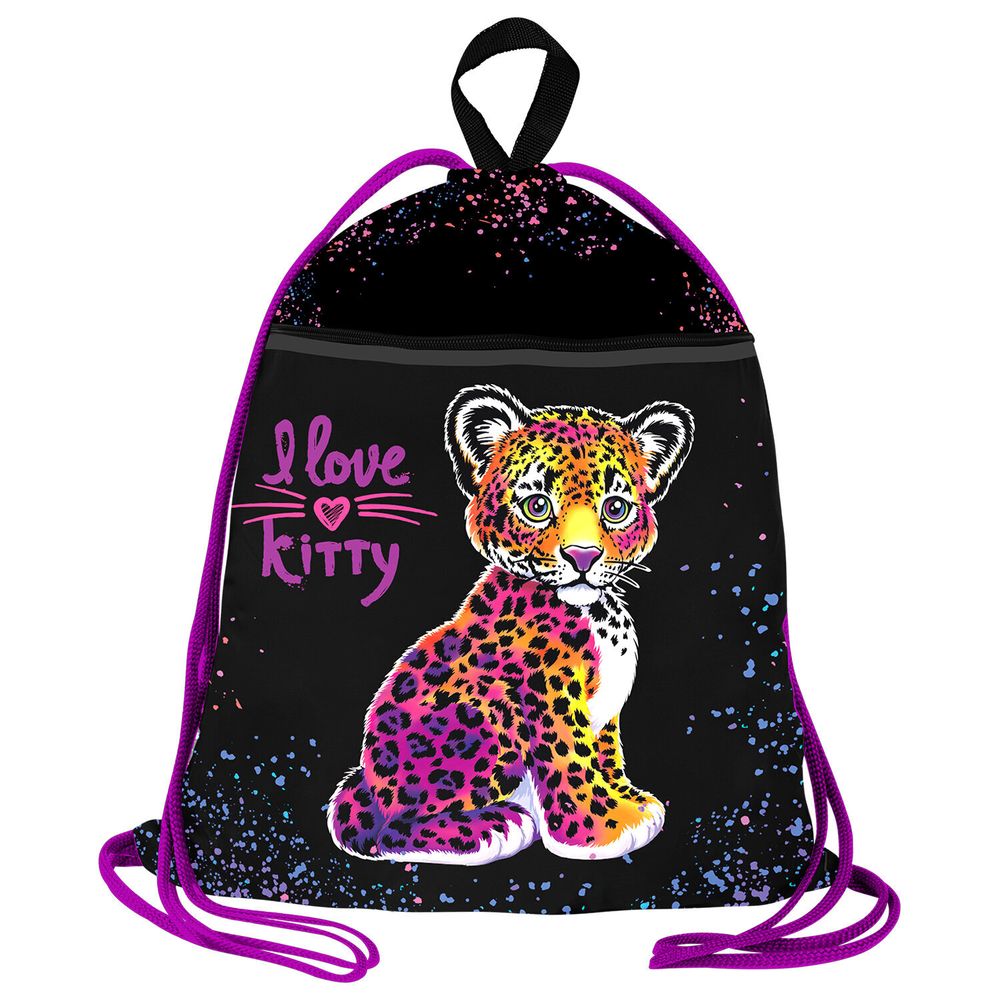 Мешок для обуви BRAUBERG, с петлей, светоотр.полоса, 2 отделения, 46х36 см, Leopard, 272395