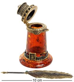 Народные промыслы AM-1881 Фигурка «Чернильница Маяк» (латунь, янтарь)