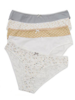 Набор из 5 хлопковых трусиков-слип средней посадки (Размер: S) (Цвет: разноцветный)