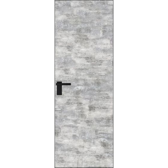 Алюминиевая дверь 1AGК старый бетон кромка чёрная матовая RAL9005