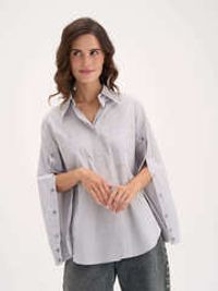 Рубашка из 100% хлопка "Серо-голубая" женская