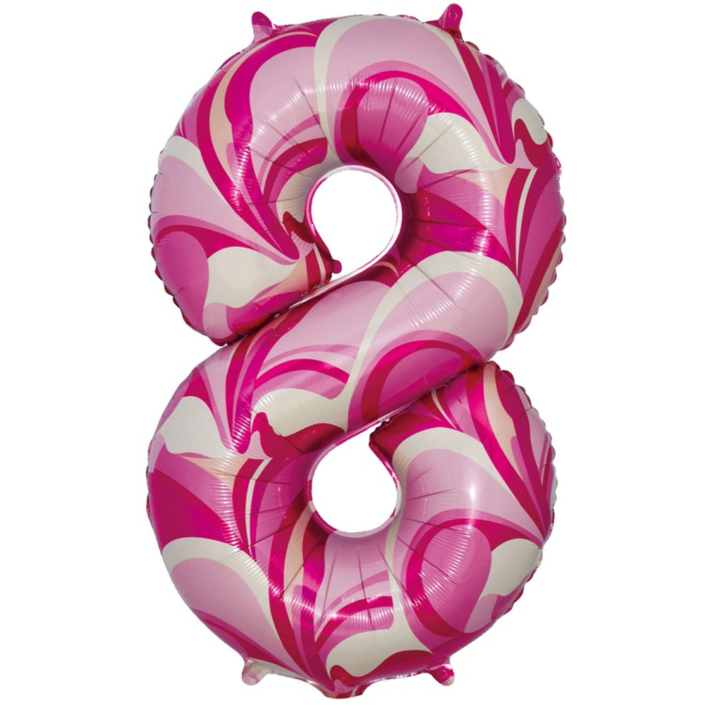Шар Фольгированный Цифра 8 Мрамор розовый (Розовый)