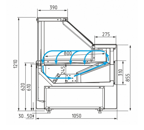 Холодильная витрина CARBOMA BAVARIA 3 GC111 VM 1,5-1 динамика без боковин