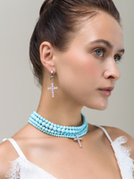 Колье "Pink Cross Blue" с турквенитом
