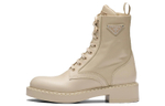 PRADA Women"s Brushed Leather And Re-Nylon Ankle Boot "Desert Beige"
