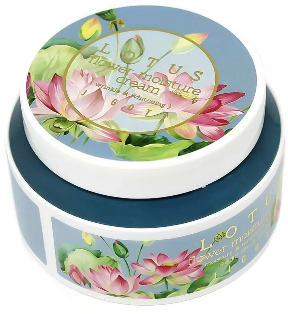 Глубоко увлажняющий крем для лица JIGOTT лотос LOTUS Flower Moisture Cream, 100 мл