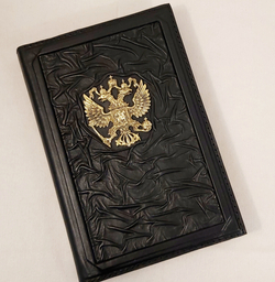 Ежедневник А5 «Герб РФ» №2 (съемная обложка из натуральной кожи) в футляре