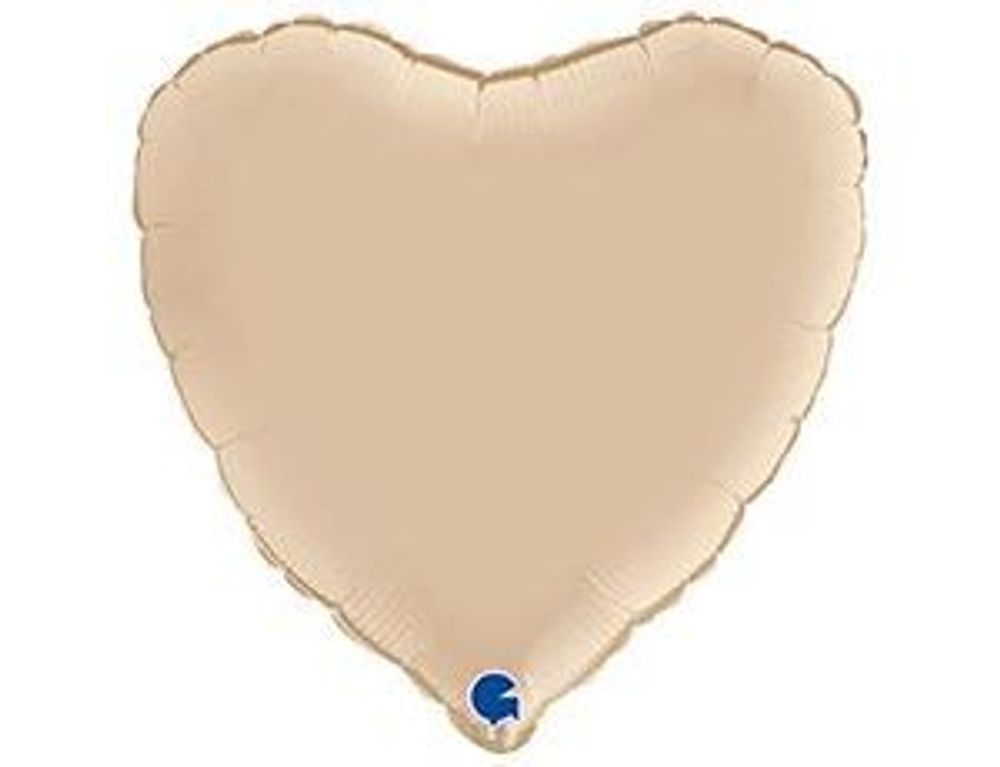 Шар-сердце 18"/46 см, фольга, сатин кремовый/Creaml (GRABO) (БГ-15)