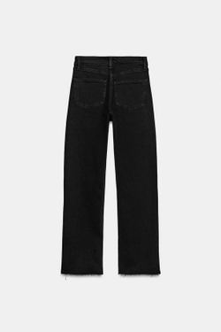 ZARA УКОРОЧЕННЫЕ РАСКЛЕШЕННЫЕ ДЖИНСЫ TRF С ВЫСОКОЙ ПОСАДКОЙ, ЧЕРНЫЙ