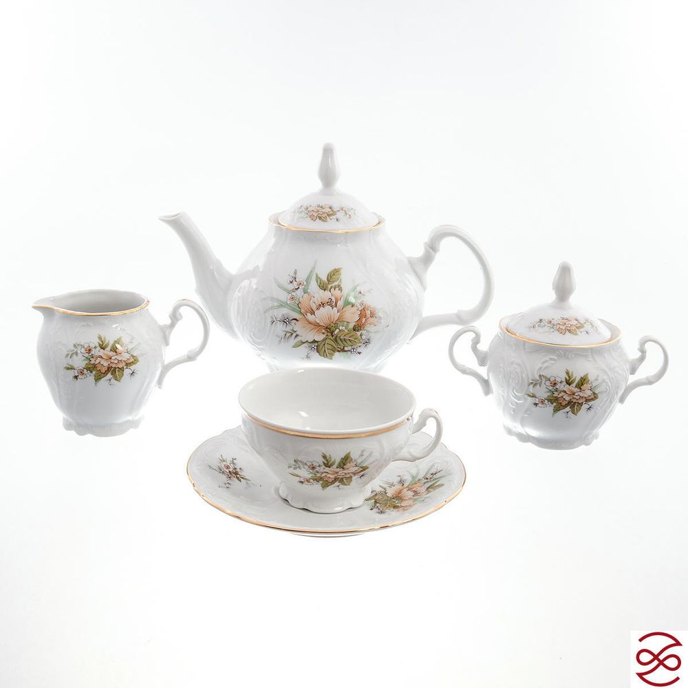 Чайный сервиз Bernadotte Зеленый цветок 6 персон 17 предметов