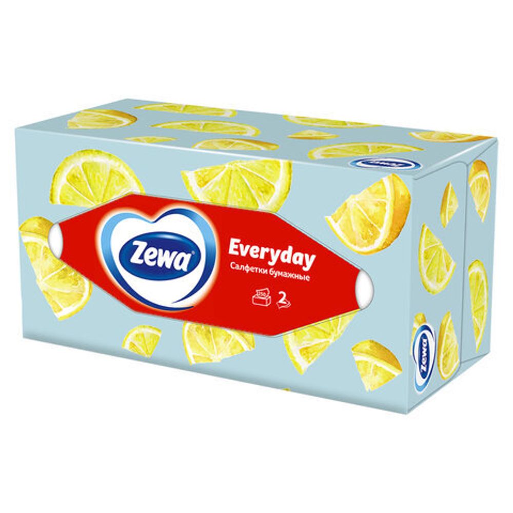 Салфетки косметические 2-слойные в картонном коробе, 250 штук, ZEWA Everyday, 8679