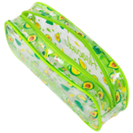 Пенал-косметичка BRAUBERG LUCENT на молнии прозрачный "Avocado" 21х5х9 см (2 штуки в упаковке)