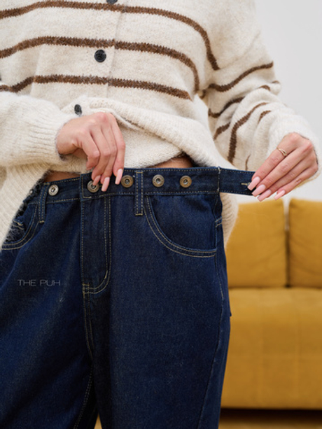 Темно-синие широкие джинсы-трансформеры