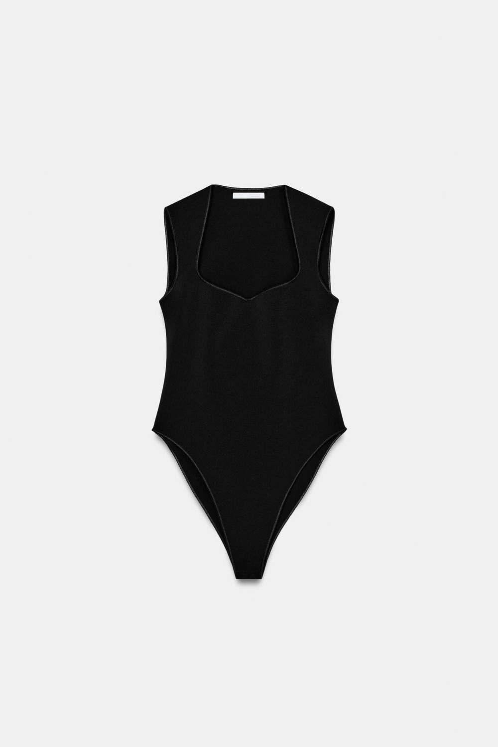 ZARA БОДИ С КВАДРАТНЫМ ВЫРЕЗОМ ИЗ ЭЛАСТИЧНОЙ ТКАНИ,ЧЕРНЫЙ