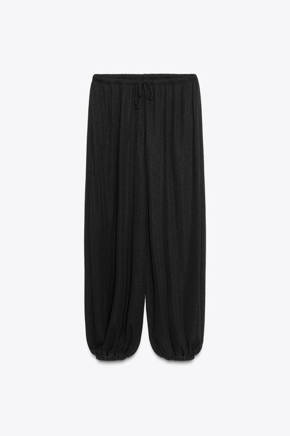 ZARA БРЮКИ-БАЛЛОНЫ СТРУЯЩИЕСЯ, ЧЕРНЫЙ