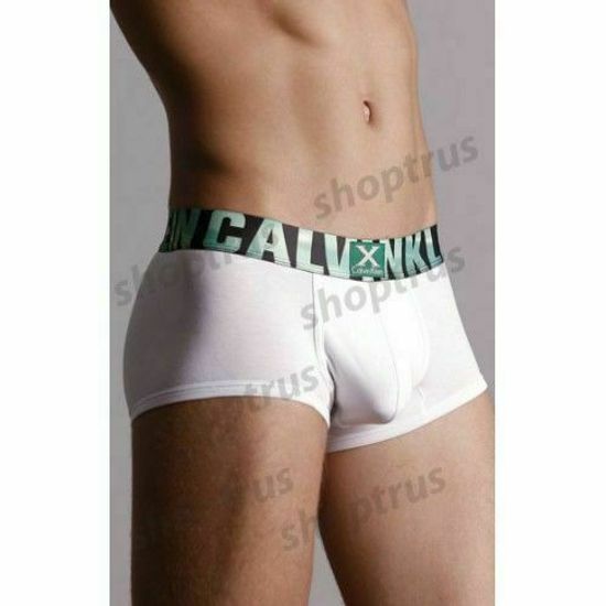 Мужские трусы боксеры белые с зелеными буквами Calvin Klein X Word Trunk (Модал)