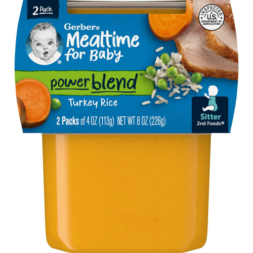 Gerber, Mealtime for Baby, Power Blend™, 2nd Foods®, рис с индейкой, 2 пакетика по 113 г (4 унции)