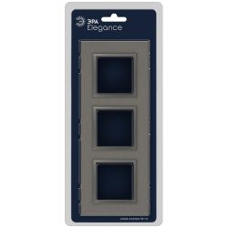 Рамка для розеток и выключателей ЭРА Elegance 14-5203-16 на 3 поста, металл, титан