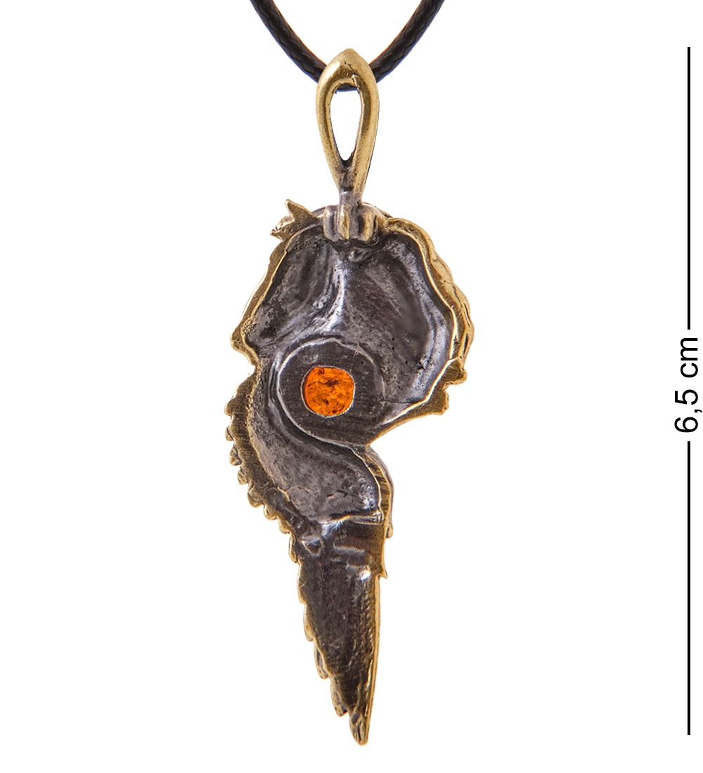 AM-3394 Подвеска «Пегас Возрождение» (латунь, янтарь)