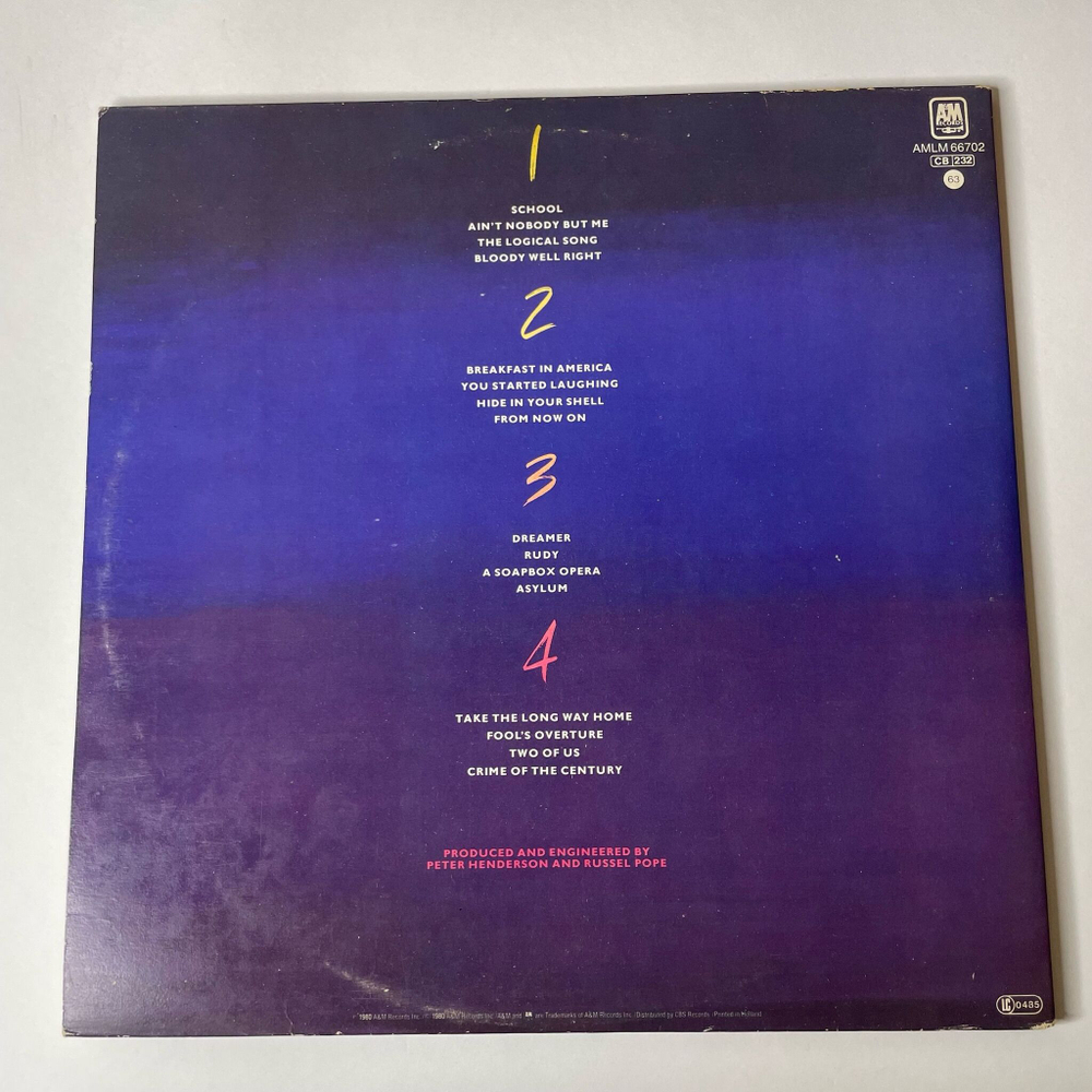 Винтажная виниловая пластинка LP Supertramp Paris (Holland 1980) Breakfast In America