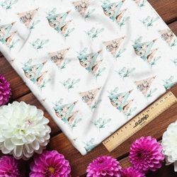 Ткань кулирная гладь нежные акварельные вигвамы