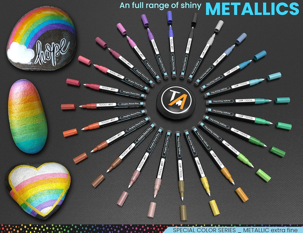 TOOLI-ART акриловые маркеры фломастеры, 24 шт., 0,7 мм Metallic