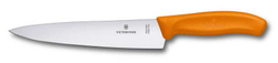 Фото нож разделочный VICTORINOX SwissClassic лезвие из нержавеющей стали 19 см оранжевая пластиковая рукоять в картонном блистере с гарантией