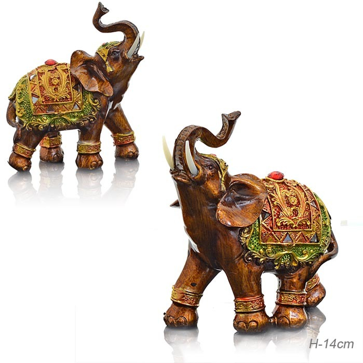 Статуэтка Слон хобот влево цвет коричневый, красная попона, полистоун 14 см