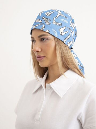 Шапочка медицинская, принт "Кости", синий