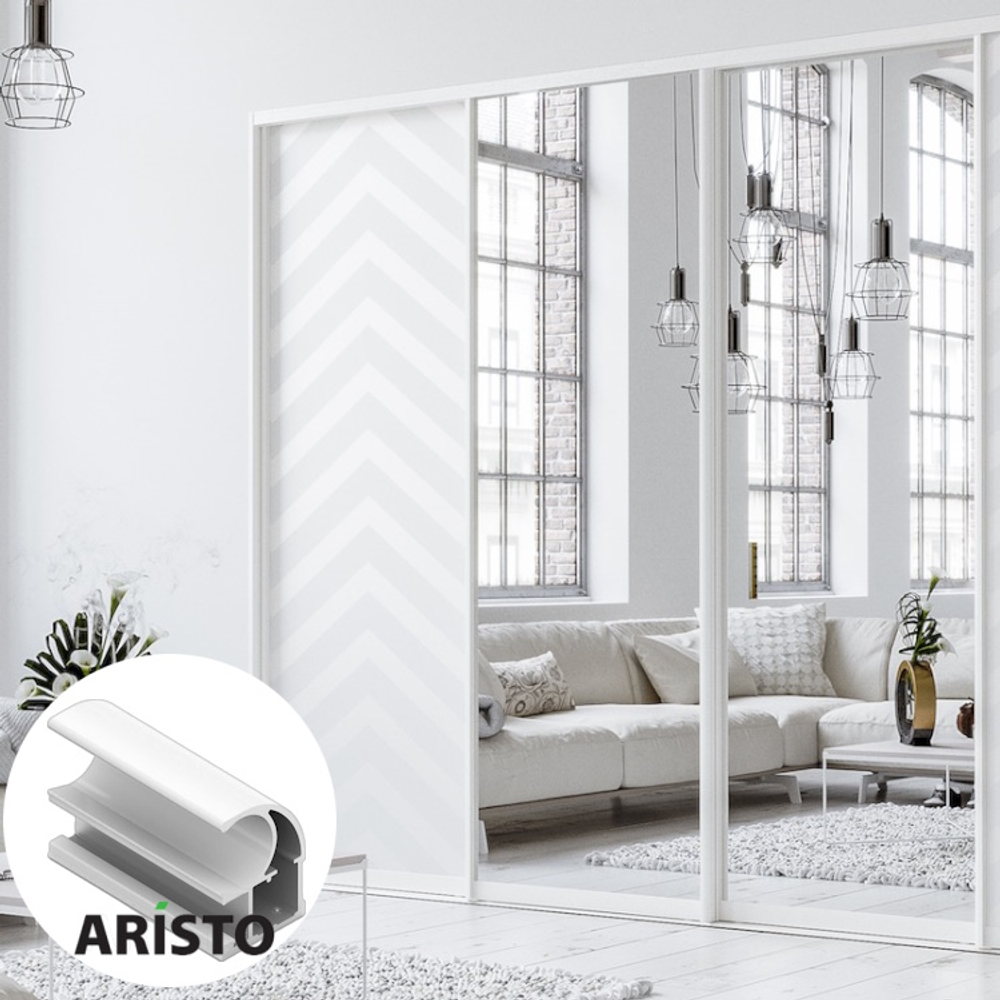 Дверь-купе ARISTO С, зеркало, профиль белый глянец