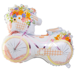 Шар Фольгированный Велосипед с цветами (Бежевый)