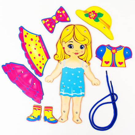 Шнуровка деревянная для девочки "Кукла"