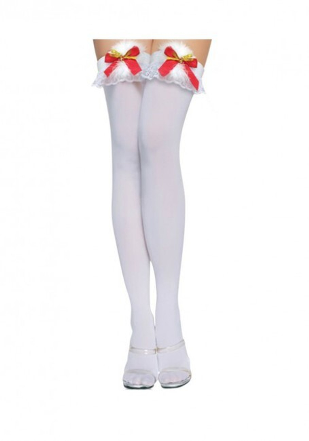 Чулки новогодние с бубенчиками белые (Цвет: белый)
