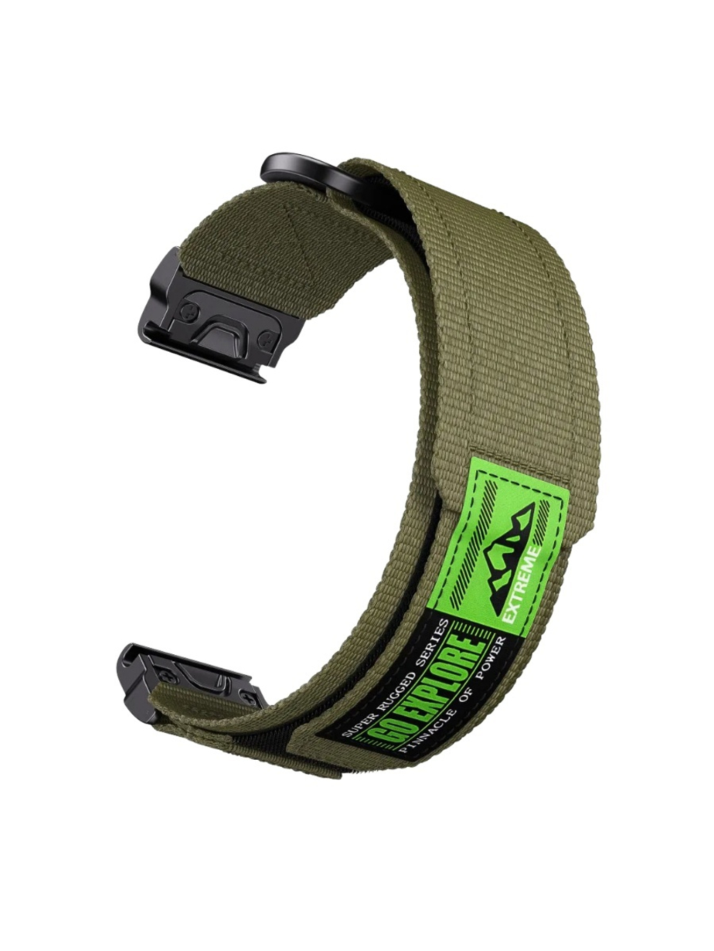 Нейлоновый ремешок 22 мм для Garmin (циферблат 47 мм) QuickFit на липучке (Хаки)