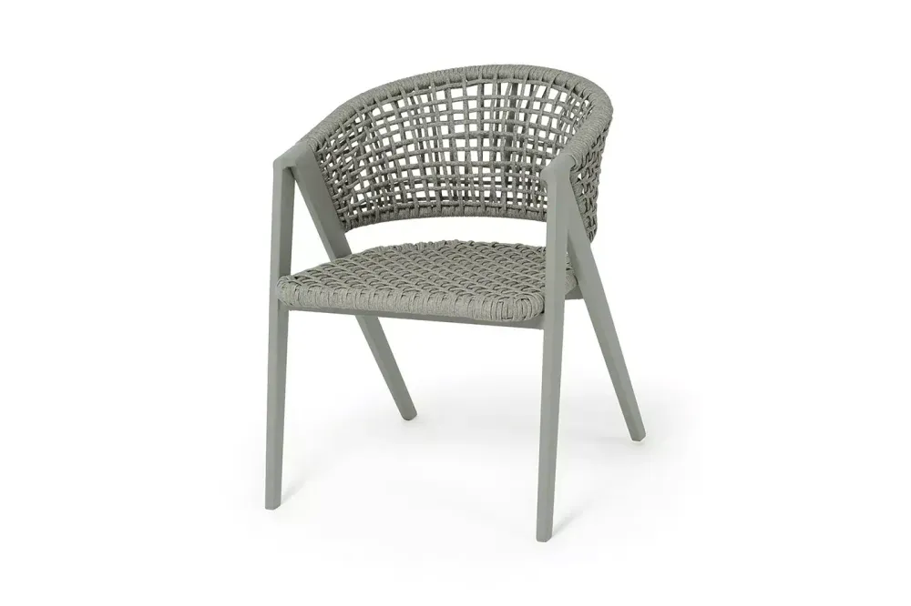 "Амстердам" стул плетеный из роупа, каркас алюминий, роуп серый круглый