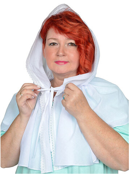 Платок-капюшон из батиста с кружевом