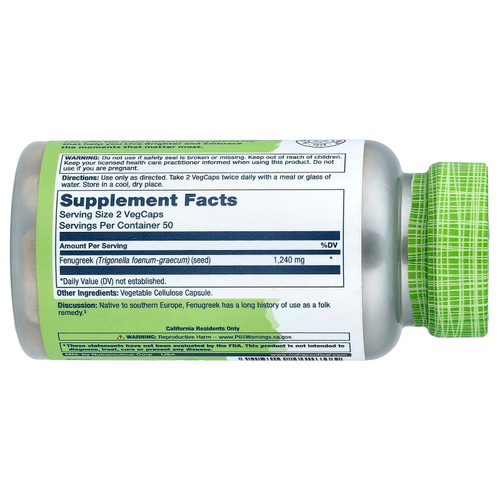 Solaray, True Herbs, пажитник, 100 растительных капсул (620 мг на капсулу)