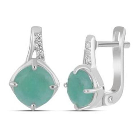 Серьги из серебра с изумрудом